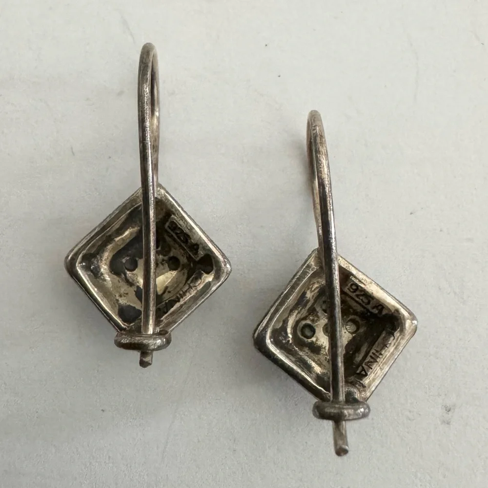 Vintage 925 Sterling Silver Dark Tone Earrings